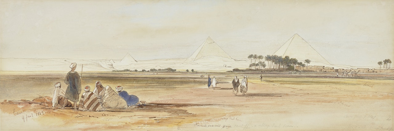 View of Cairo, with the Pyramids of Giza and the Sphinx in the distance by Edward Lear