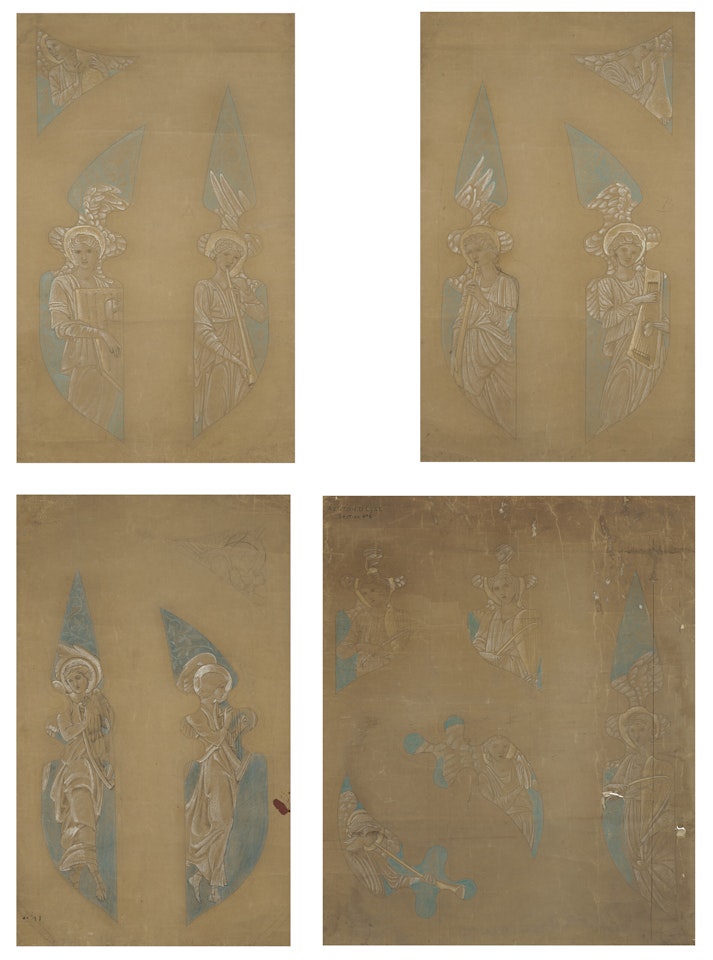 A set of four stained glass designs for Albion Congregational Church, Ashton-under-Lyne, Lancashire by Edward Coley Burne-Jones