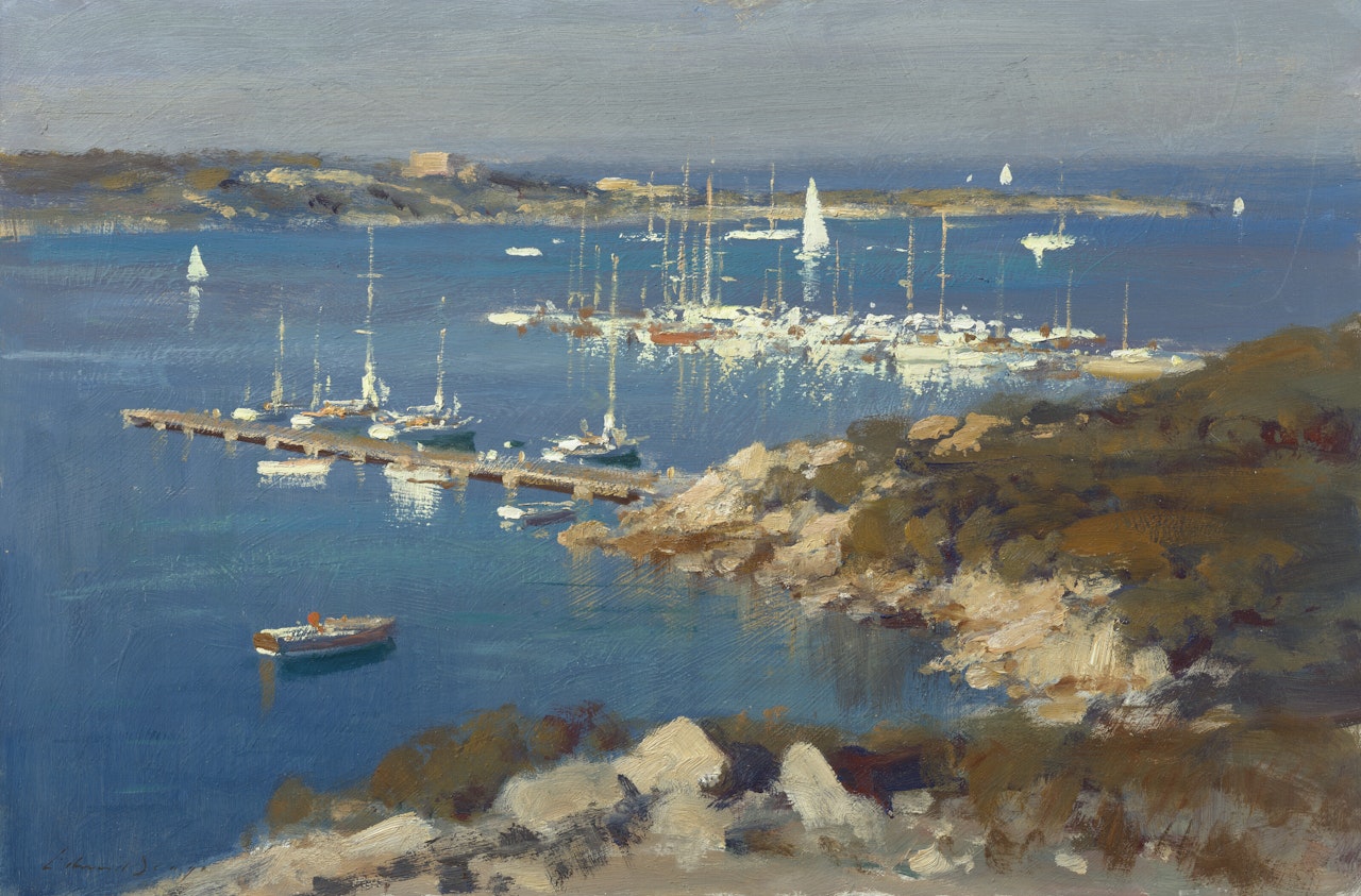 Yachts in Cervo Bay - Sardinia by Edward Seago