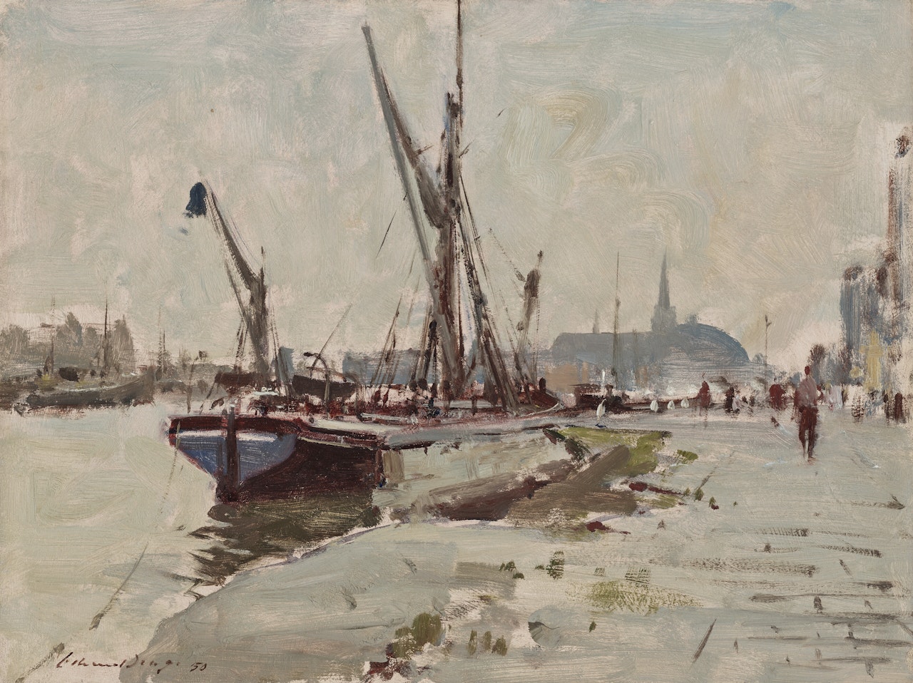 Quayside Scene, Ostend by Edward Seago
