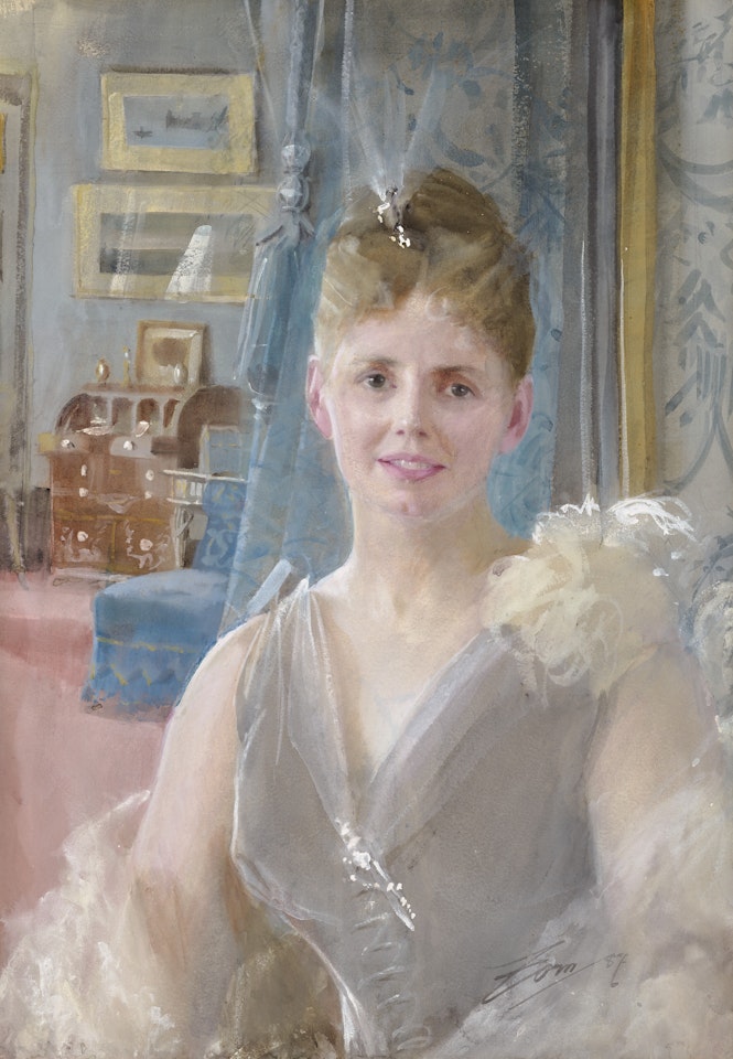 Portrait of Edith Palgrave Edward in her London residence by Anders Zorn