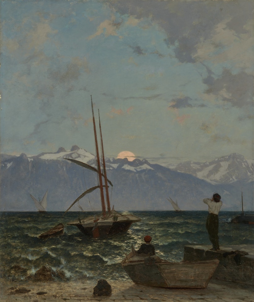 Moonrise above the Lake Leman (Lever de lune sur le Léman) by François Bocion