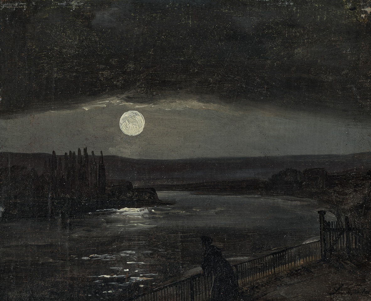 Moonlight over the Brühlsche Terrasse, Dresden by Johan Christian Clausen Dahl