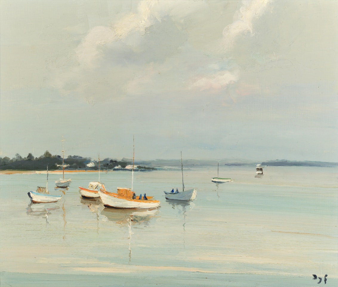 Bâteaux au mouillage à Port Navalo by Marcel Dyf