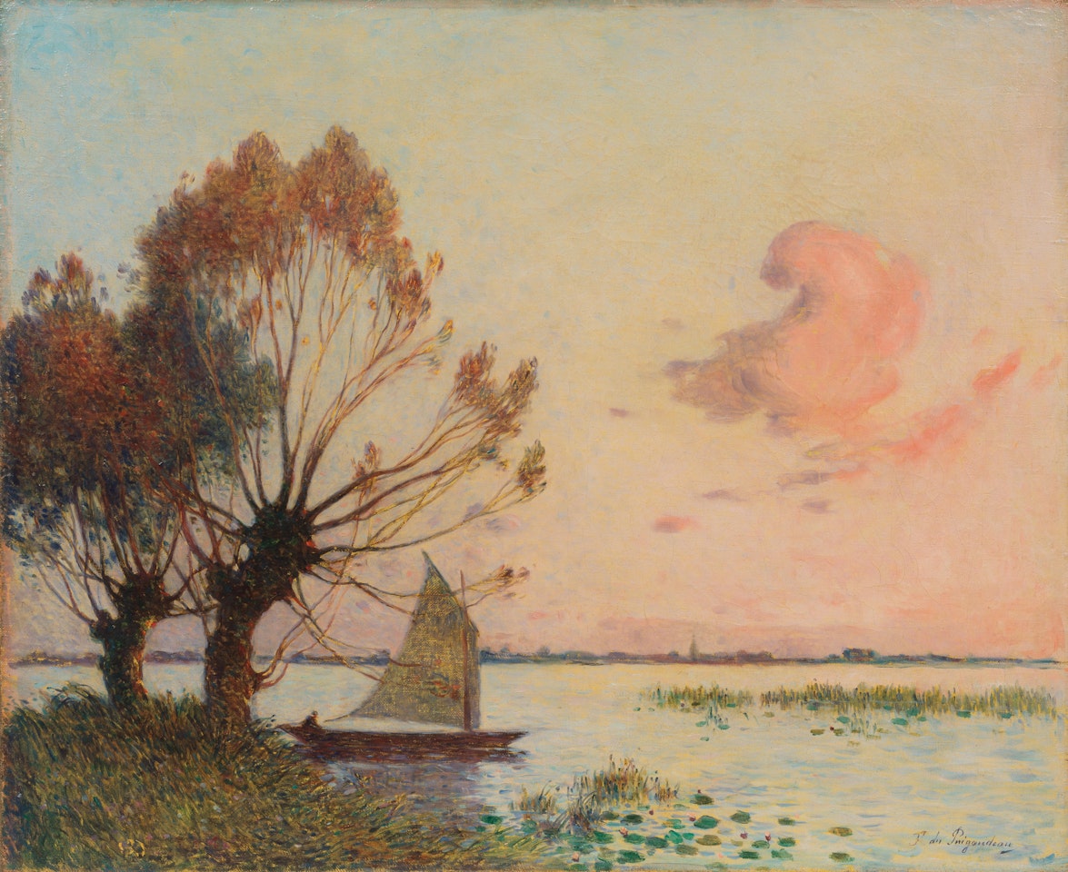 Voilier sur le marais de la Grande Brière by Ferdinand du Puigaudeau
