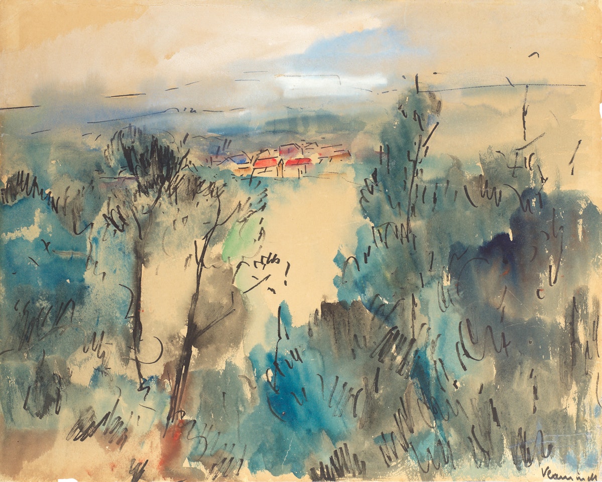 Paysage aux toîts rouges by Maurice de Vlaminck