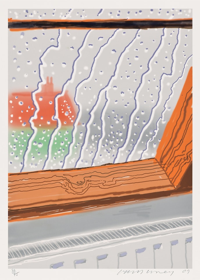 Rain on the Studio Window by David Hockney