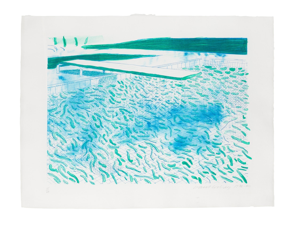 Lithograph of Water Made of Lines and a Green Wash (M.C.A. Tokyo 204) by David Hockney