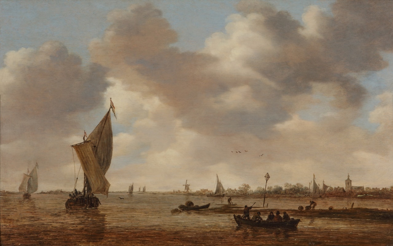 River landscape with small sailing and rowing vessels by Jan van Goyen