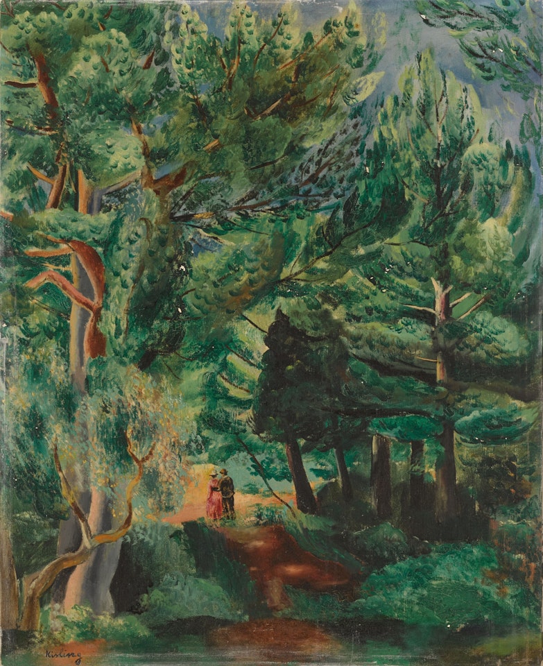 Couple se promenant dans une forêt by Moïse Kisling