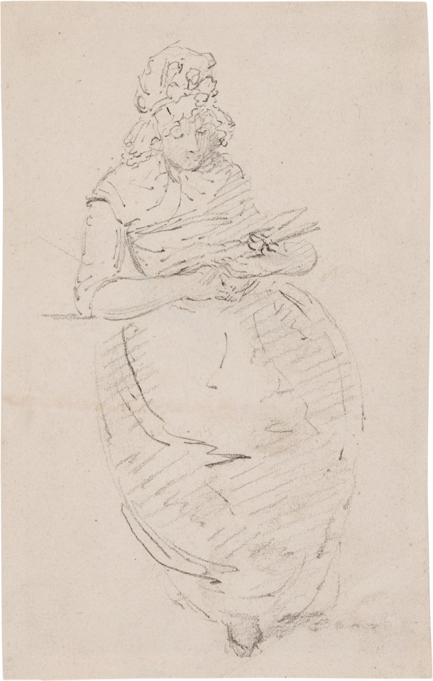 Recto: a study of a woman reading Verso: a study of a seated woman by Thomas Girtin
