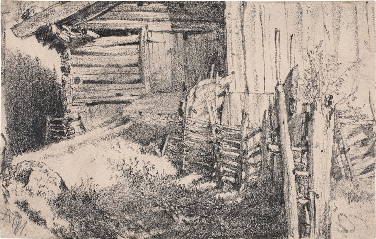 The Side of a Mountain Farmhouse by Adolph Menzel