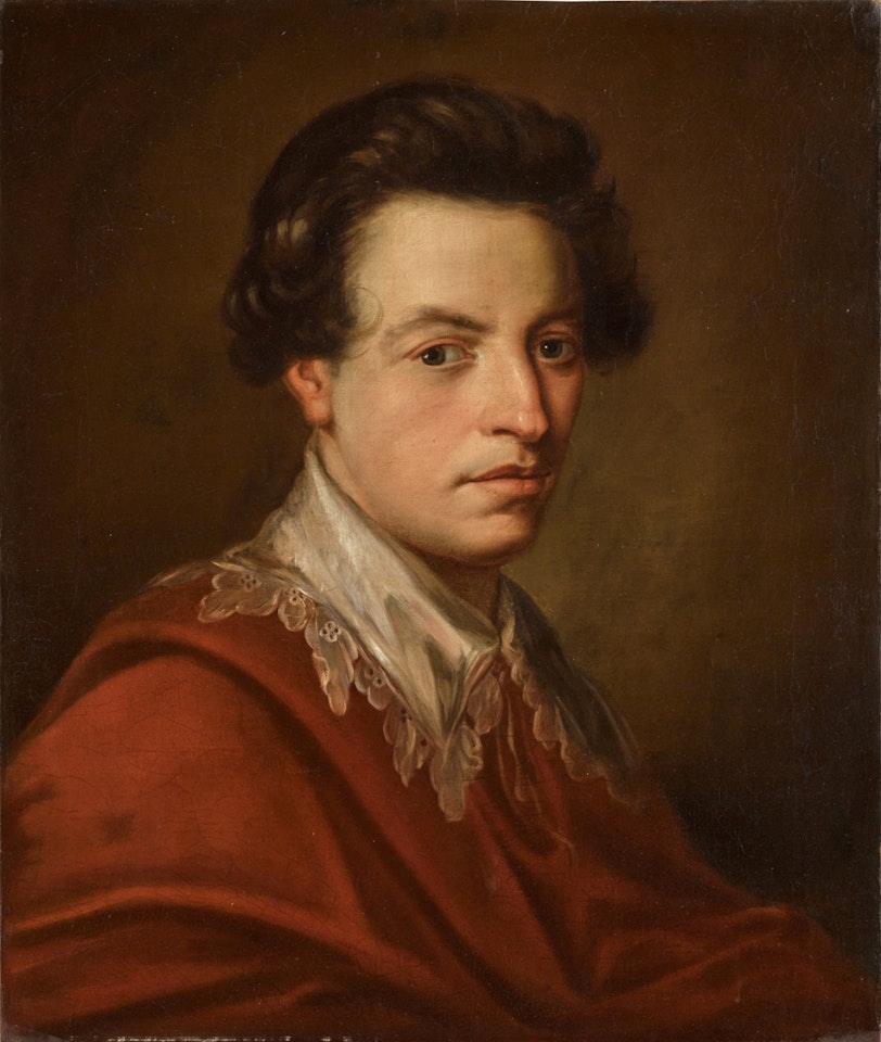 Portrait of Alexander Gordon (1743-1827), 4th Duke of Gordon, bust-length, wearing a white embroidered collar and red coat by Angelica Kauffmann