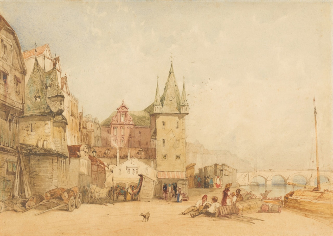 Frankfurt, the main Quay, looking towards the Rententurm by William Callow