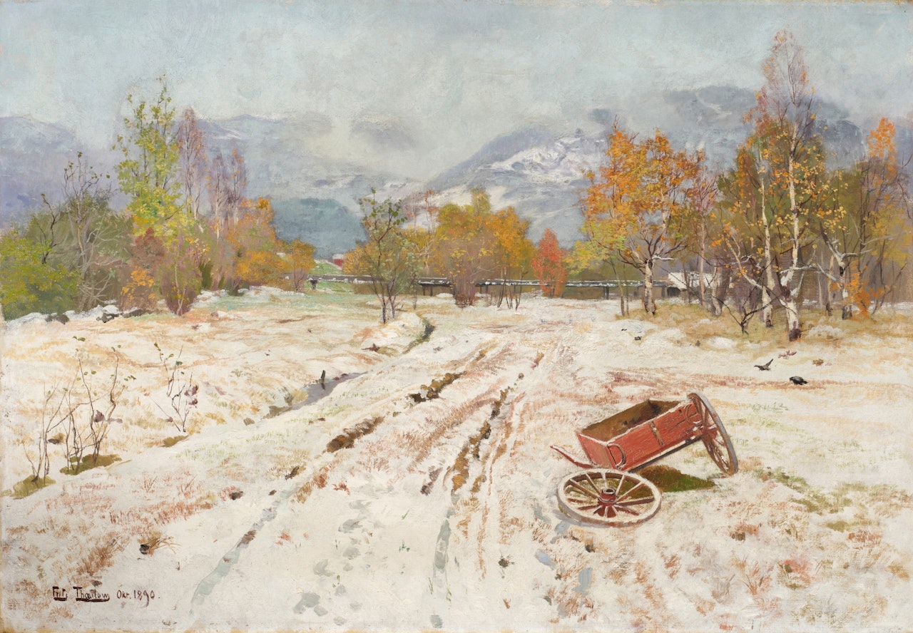 The first snows by Fritz Thaulow