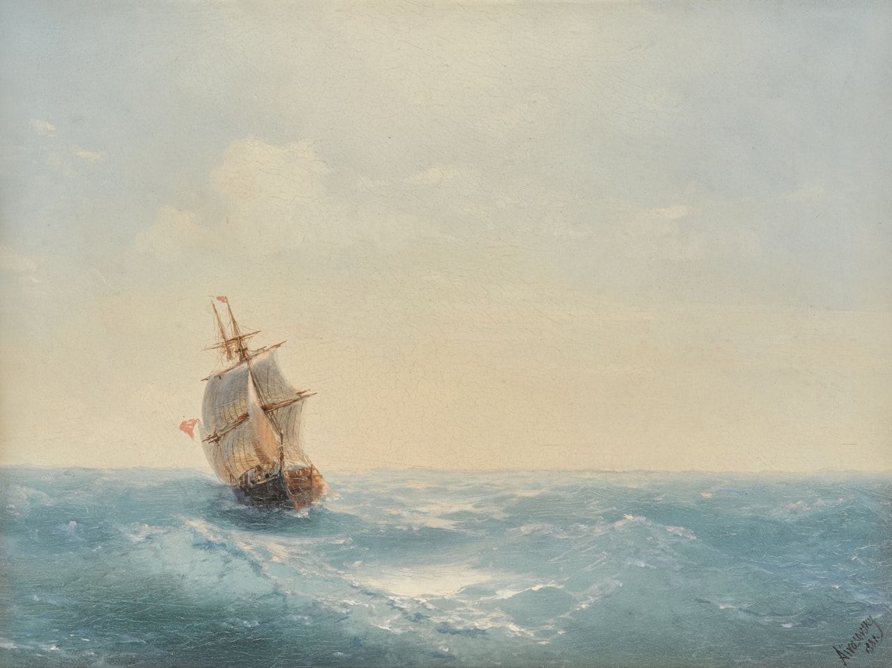Sailing ship in choppy seas by Ivan Konstantinovich Aivazovsky