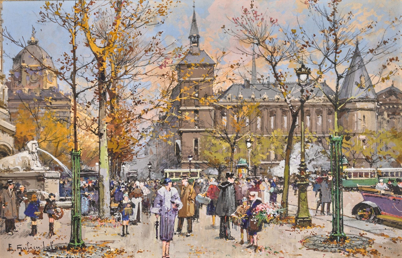 Palais de Justice, Paris by Eugene Galien-Laloue