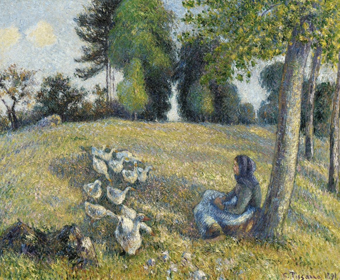 Gardeuse d"oies assise by Camille Pissarro