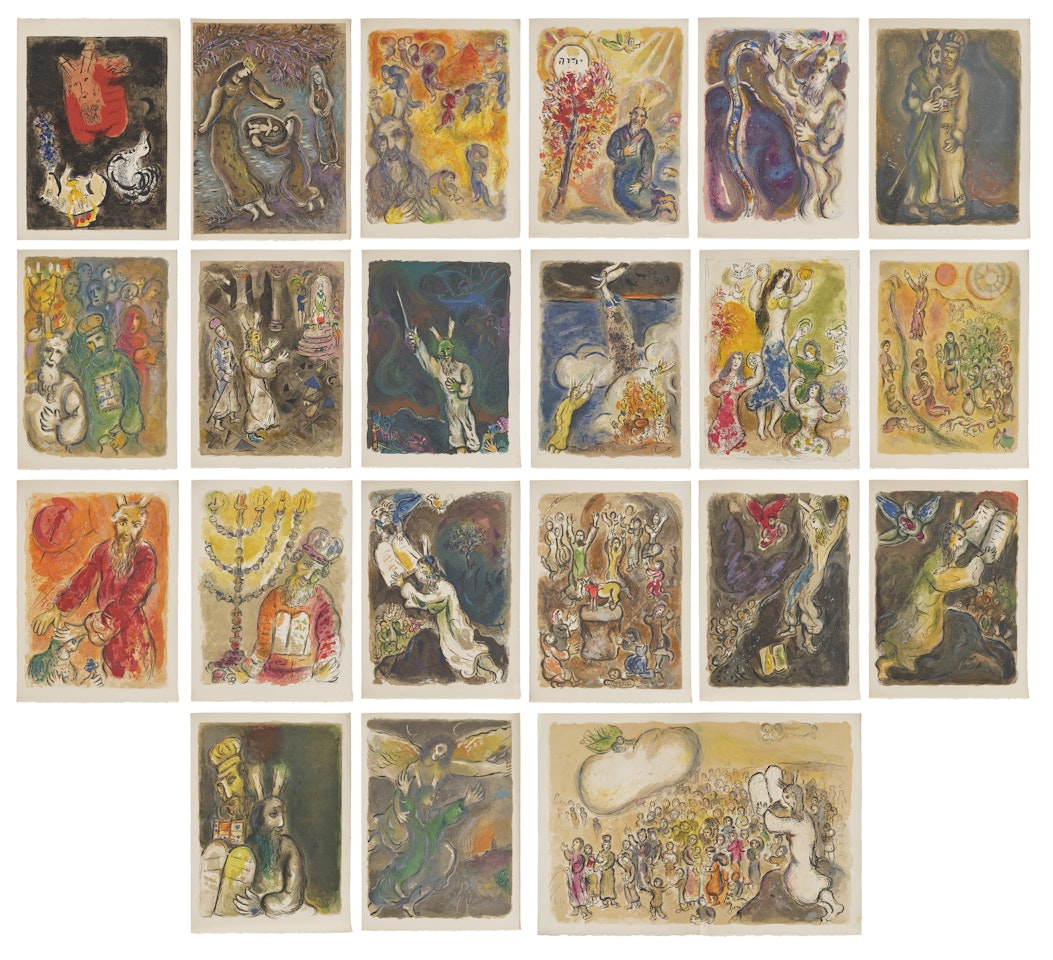 The Story of the Exodus (M. 444-456, 458-461, 463, 465-467, see C. bks 64); all I. various sizes by Marc Chagall
