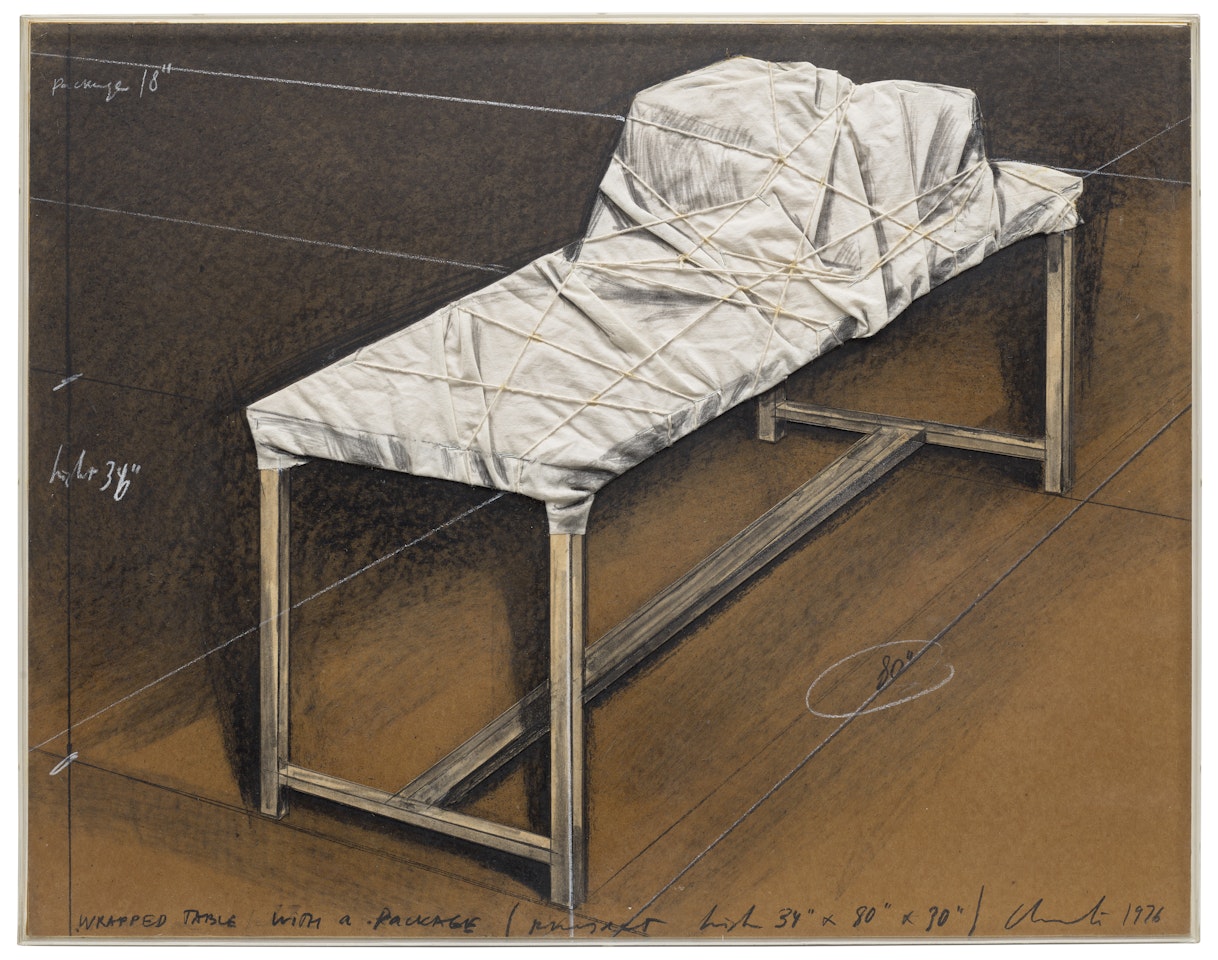 Wrapped Table with a Package (Project) by Christo
