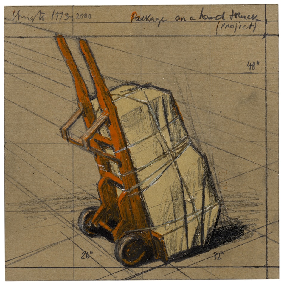 Package on a hand truck (Project) by Christo