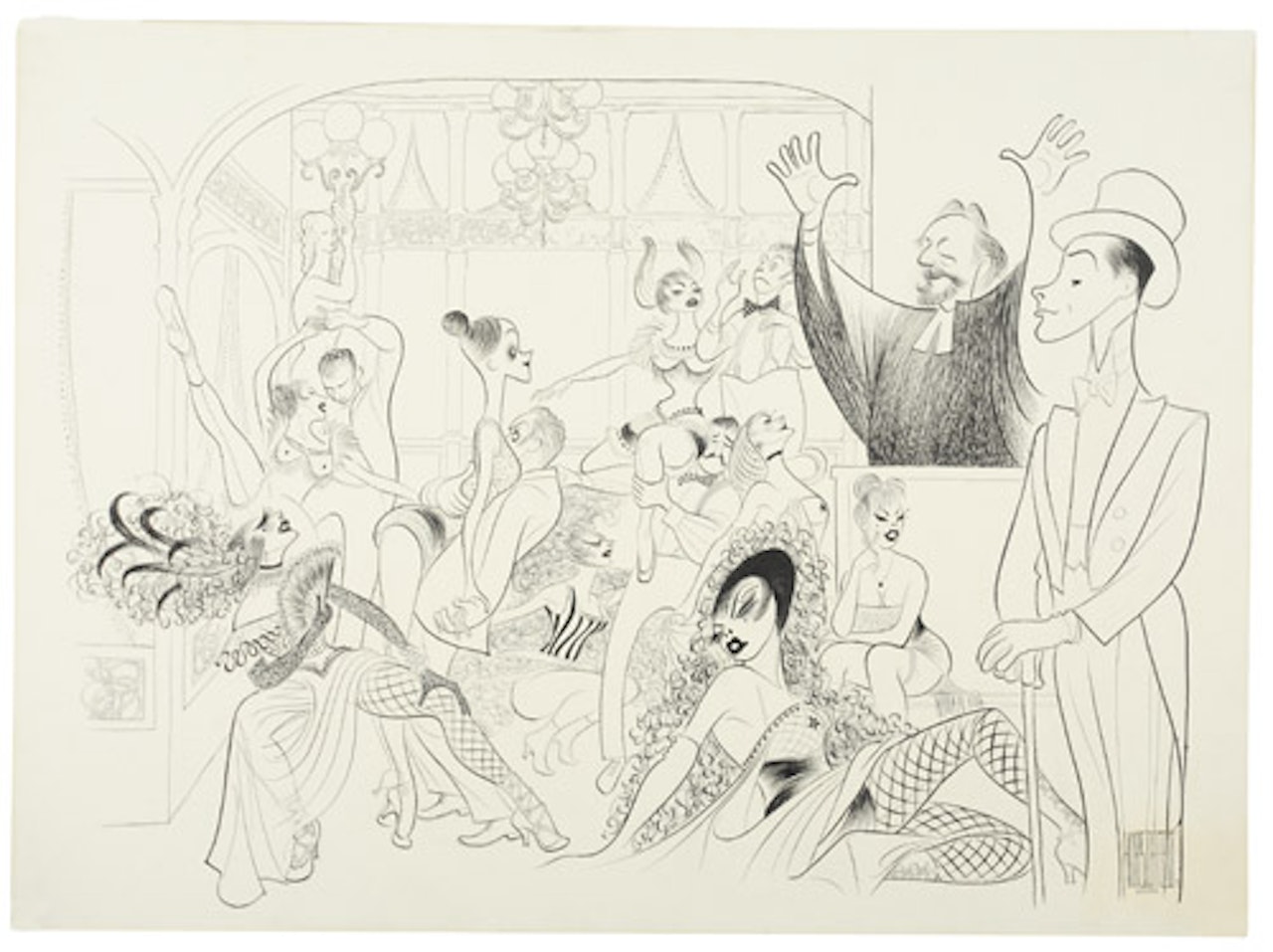 Maurice Evans and Ron Husmann in Tenderloin by Al Hirschfeld