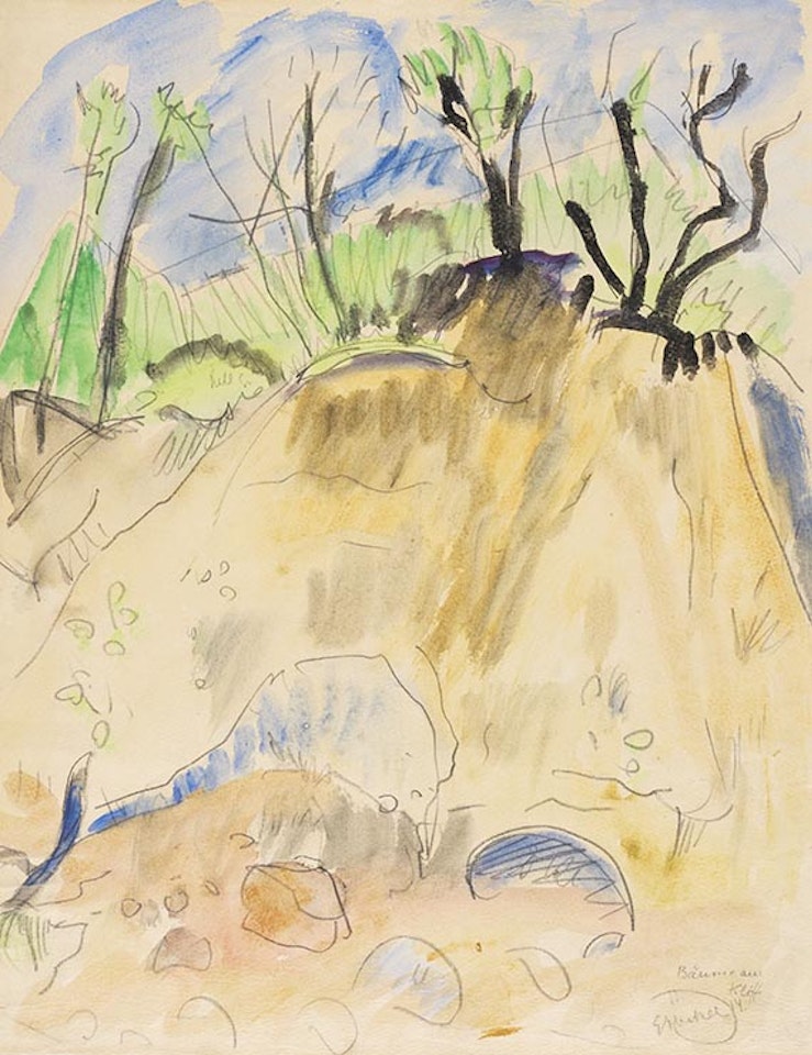 Bäume am Kliff by Erich Heckel