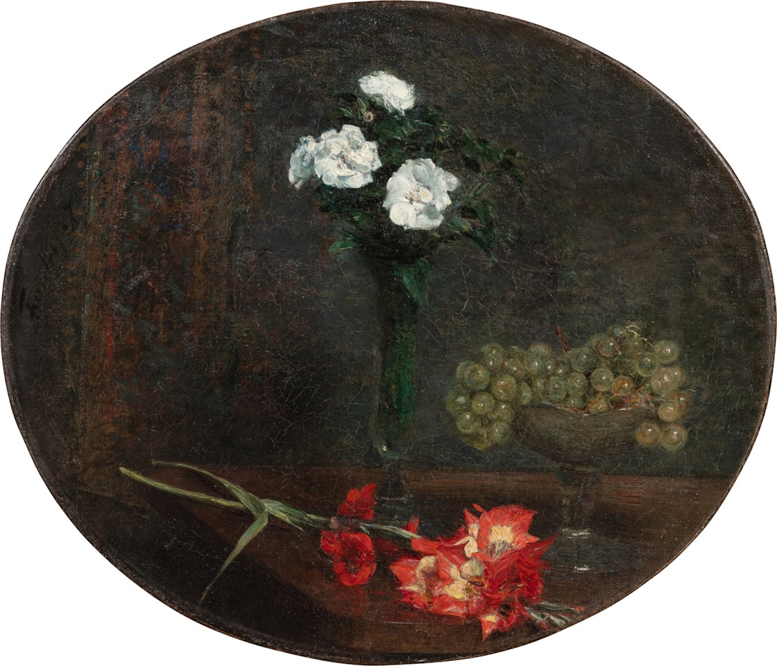 Nature morte : altéas, glaïeuls et raisins by Henri Fantin-Latour