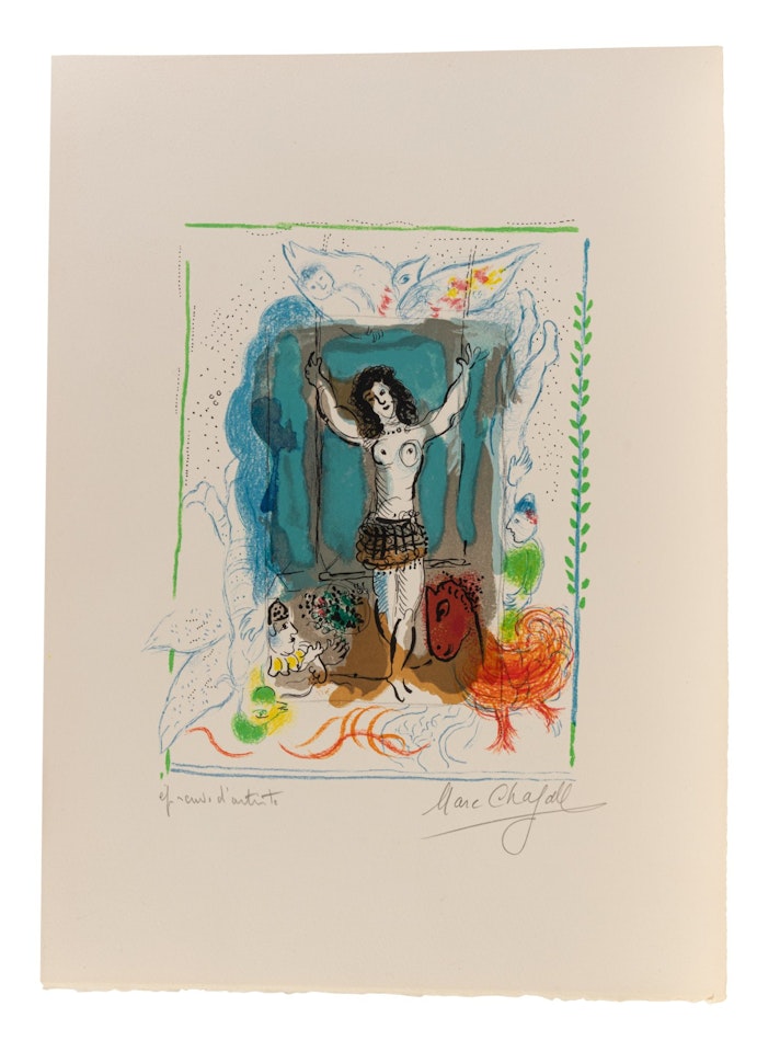 Trapéziste à l"oiseau by Marc Chagall