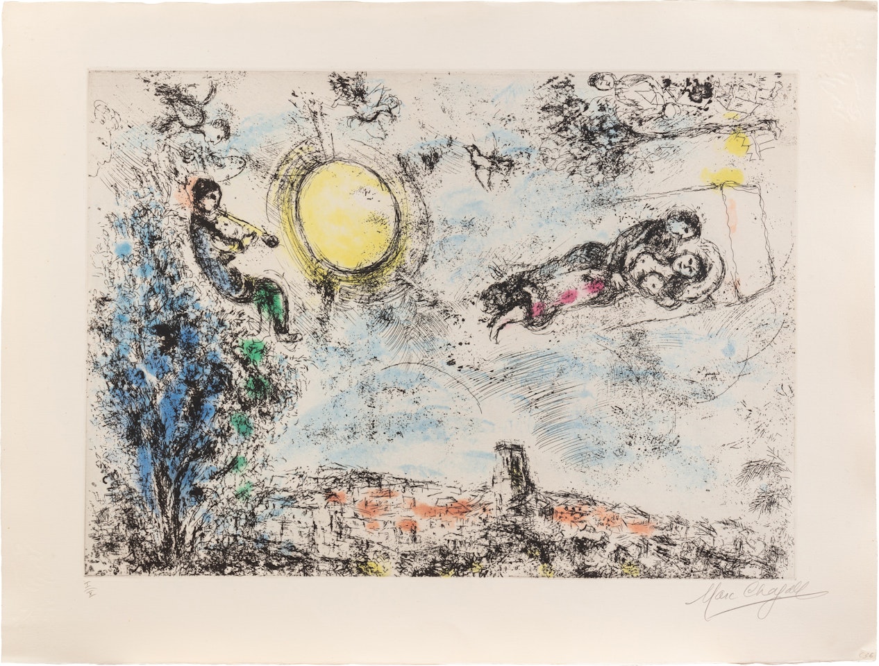 Les Amoureux dans le ciel by Marc Chagall