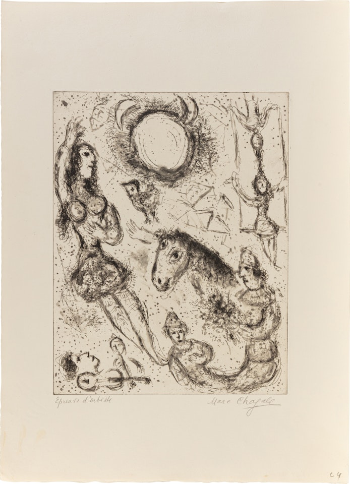 Les Danseurs à la lune ; and La femme et le Christ (Two Works) by Marc Chagall