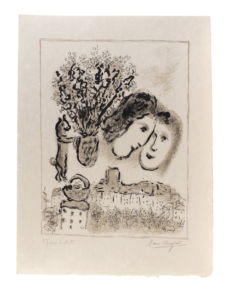 Double visage gris by Marc Chagall