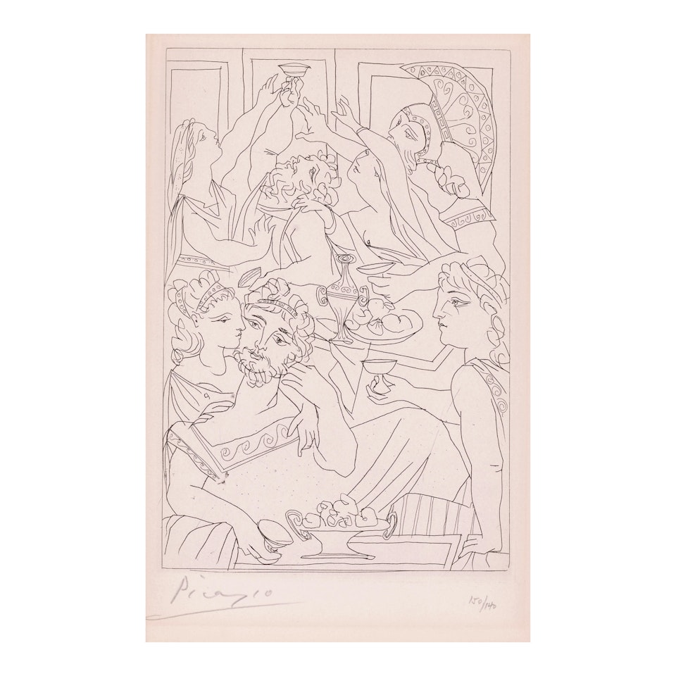 Le festin, pl. 6, from Lysistrata (Bloch 272, Baer 392, Cramer bk. 24) by Pablo Picasso