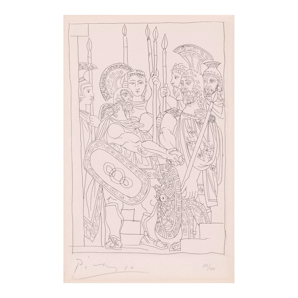 Accord entre les Guerriers de Sparte et d"Athènes, pl. 5, from Lysistrata (Bloch 271, Baer 391, Cramer bk. 24) by Pablo Picasso