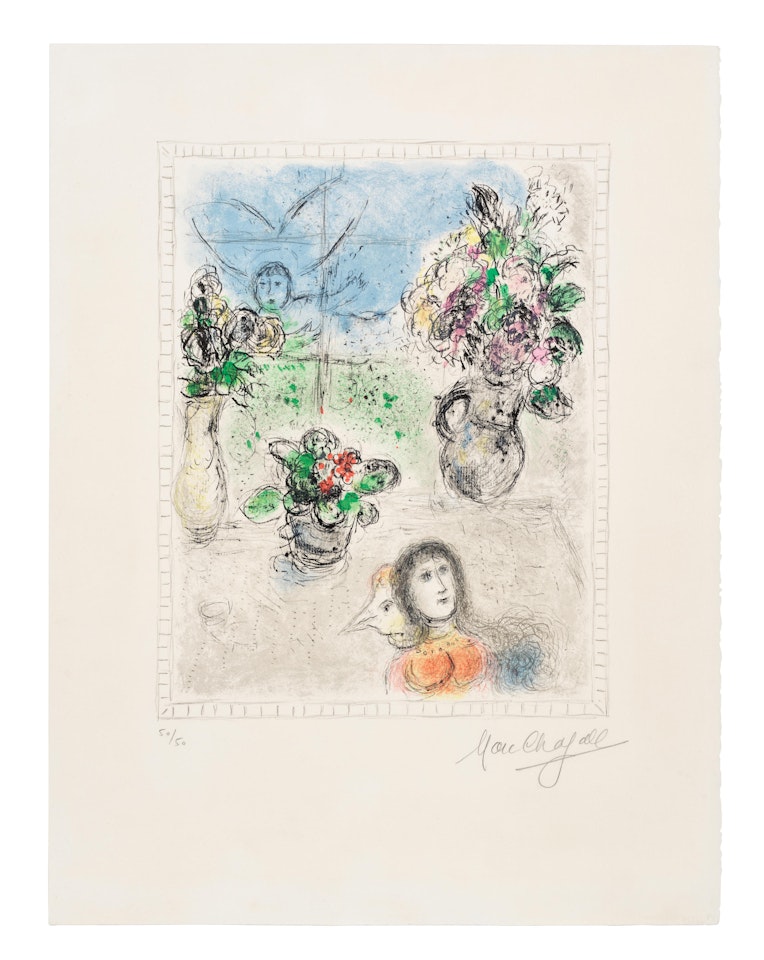 Les Trois Bouquets (Mourlot 845) by Marc Chagall