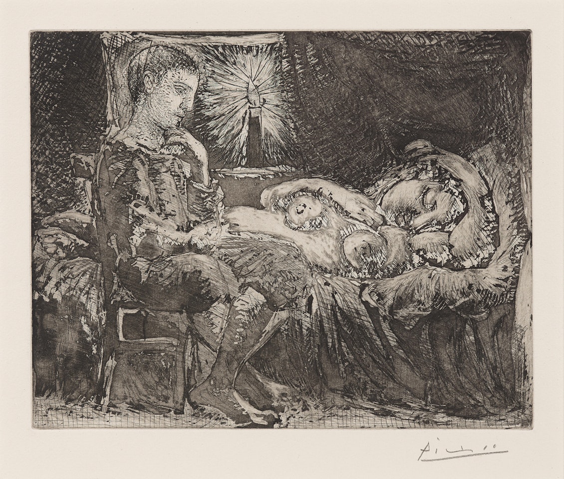 Garçon et Dormeuse à la Chandelle, from La Suite Vollard (Bloch 226; Baer 440 III B d) by Pablo Picasso