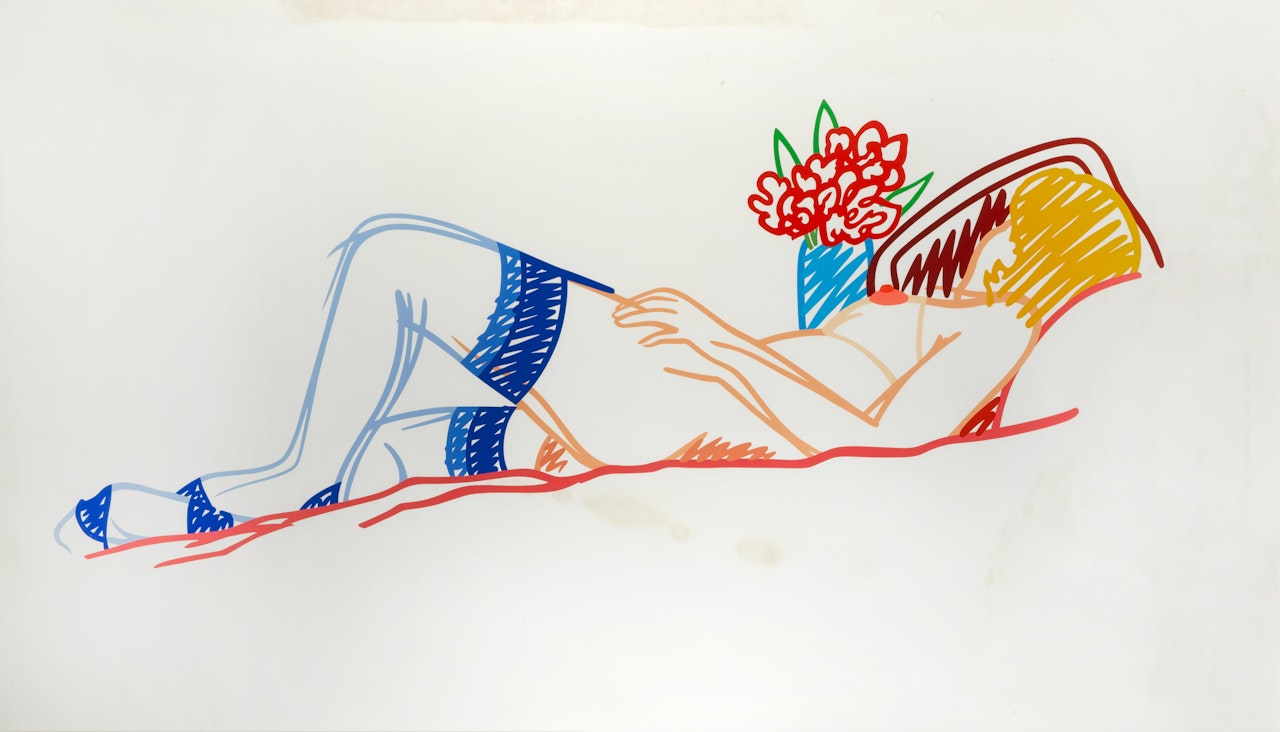 Nude with Bouquet and Blue Stocking by Tom Wesselmann