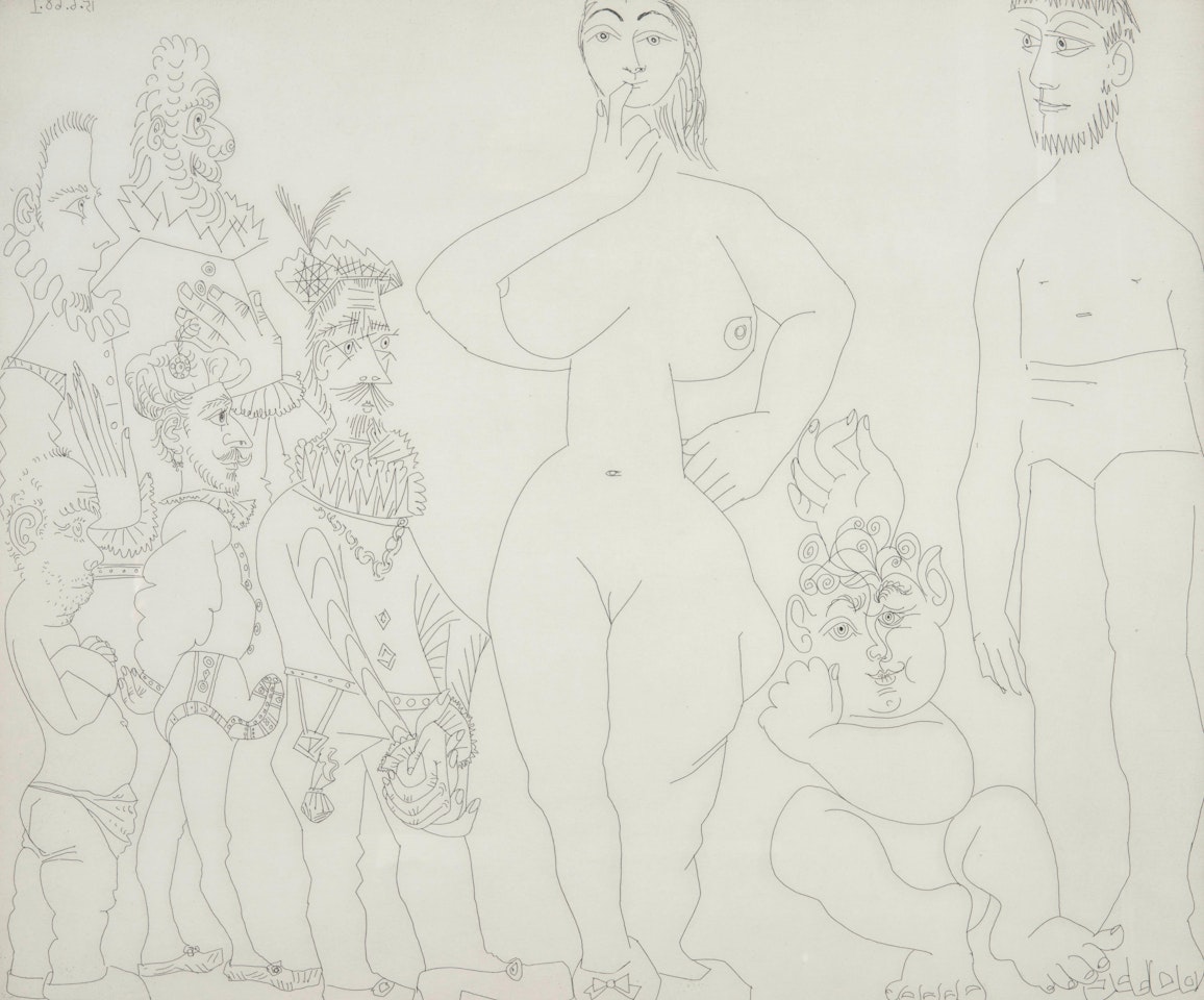 Venus et l"amour, dans le style du XVIIe siècle , from the 347 suite by Pablo Picasso