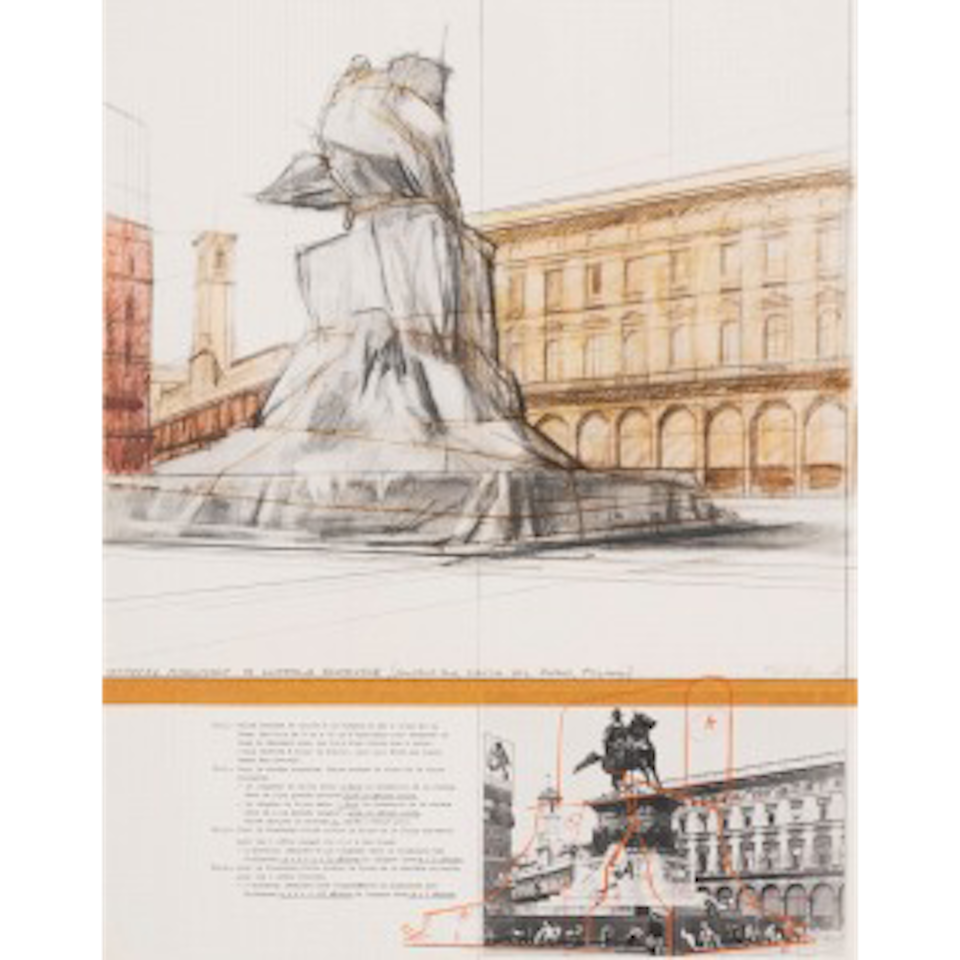 Wrapped Monument to Vittorio Emanuele, Project for Piazza del Duomo, Milan (Schellmann 81) by Christo