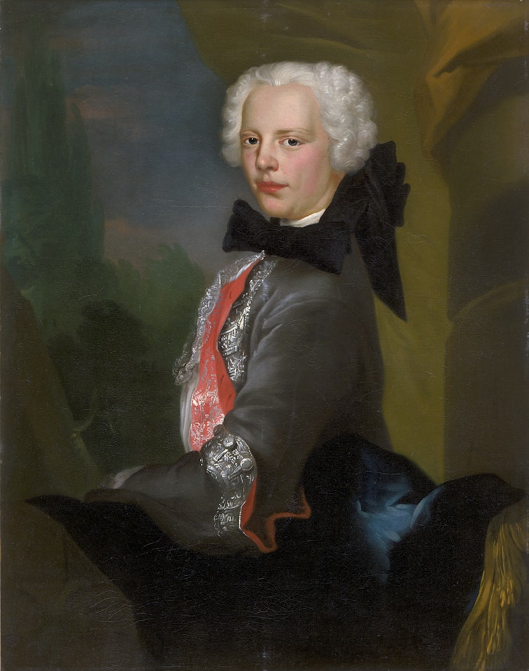 Portrait of a nobleman with a neck bow made of black velvet by German School