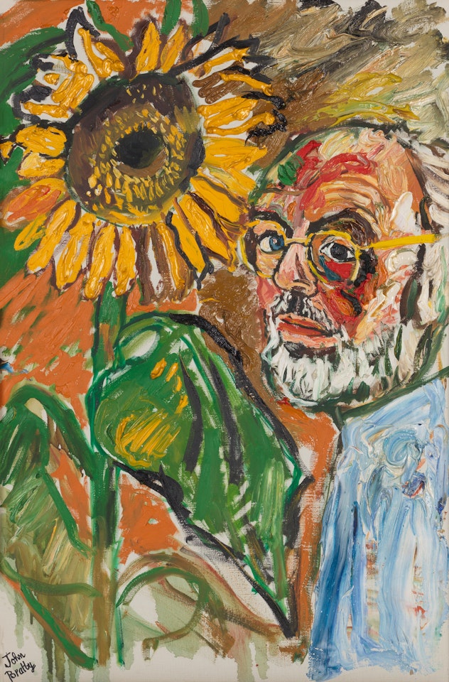 Self Portrait with Sunflower by John Bratby
