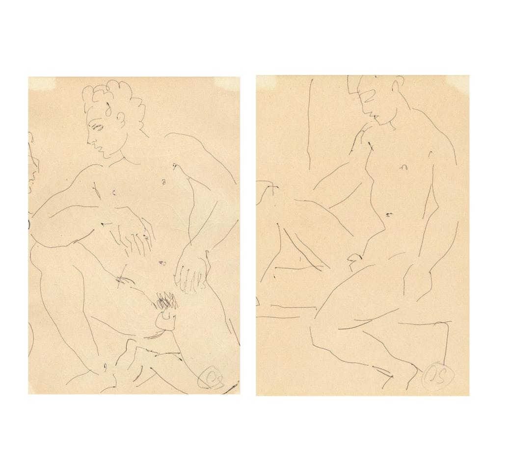 A Pair of Seated Male Nudes by Duncan Grant