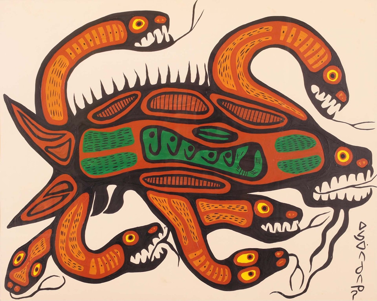 FISH WITH SERPENTS by Norval Morrisseau