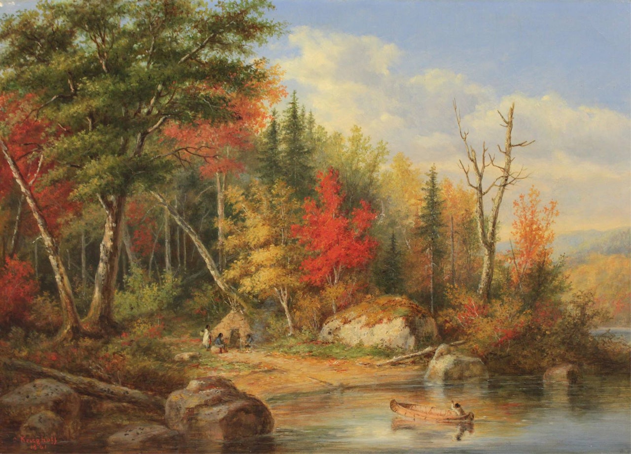 INDIAN ENCAMPMENT by Cornelius Krieghoff