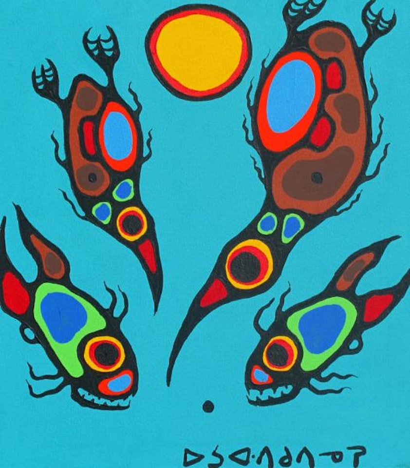 DIVING BIRDS AND FISH by Norval Morrisseau