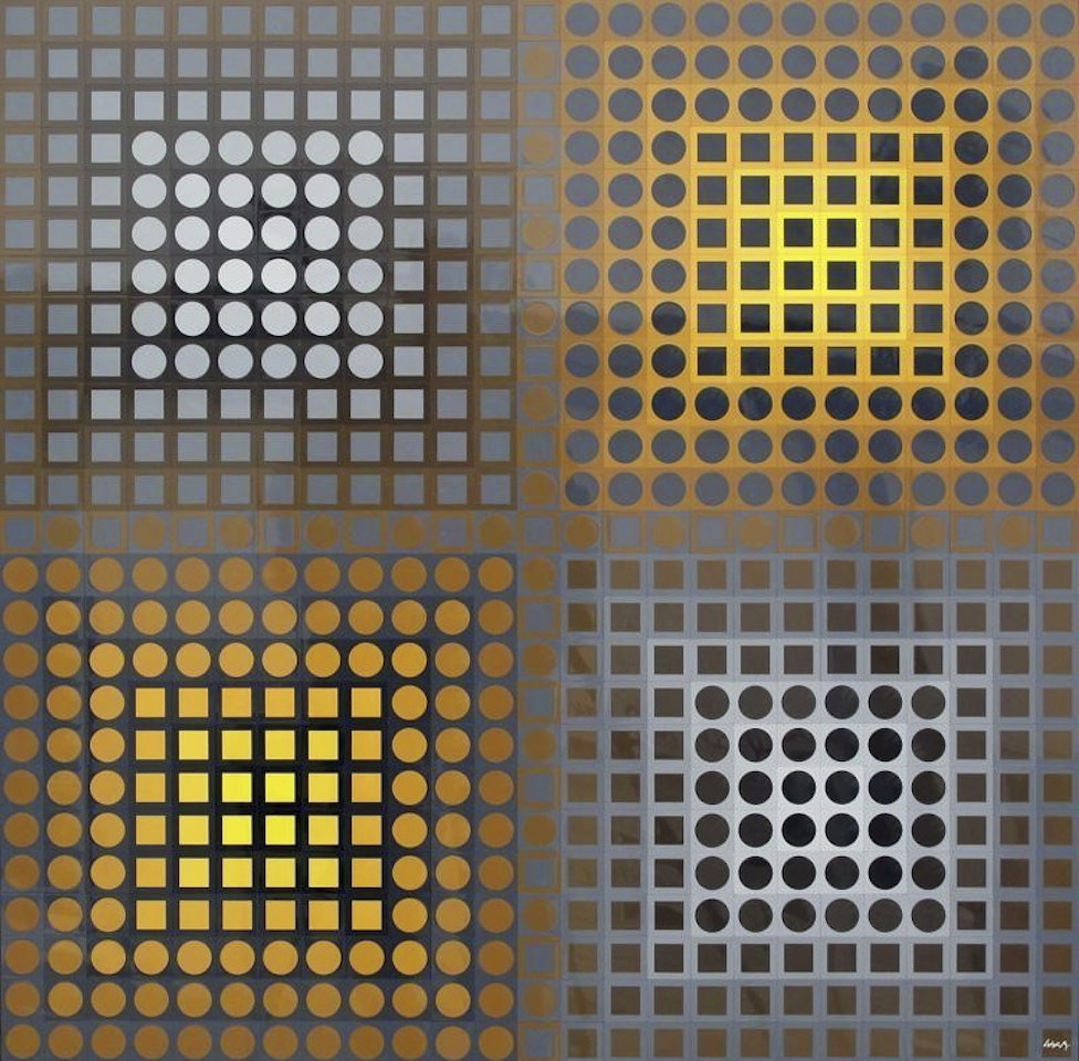 EG-1-2 YELLOW/GREY POS. (KANTA SERIES) by Victor Vasarely