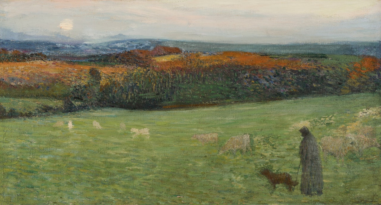 Pâtre sur le causse au point du jour à l"automne by Henri Martin