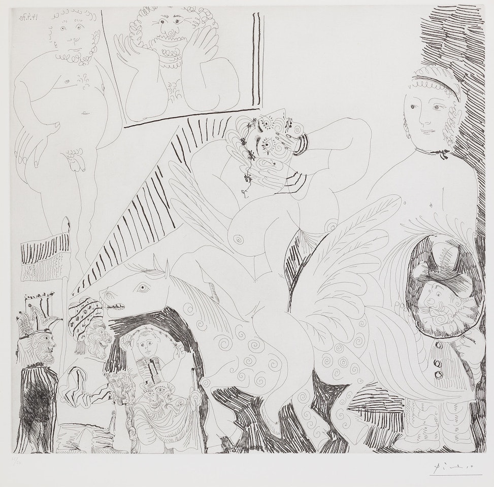 Scène de Cirque, avec Cheval ailé, vue par un Machiniste, from La Série 156 (Bloch 1890, Baer 1896) by Pablo Picasso