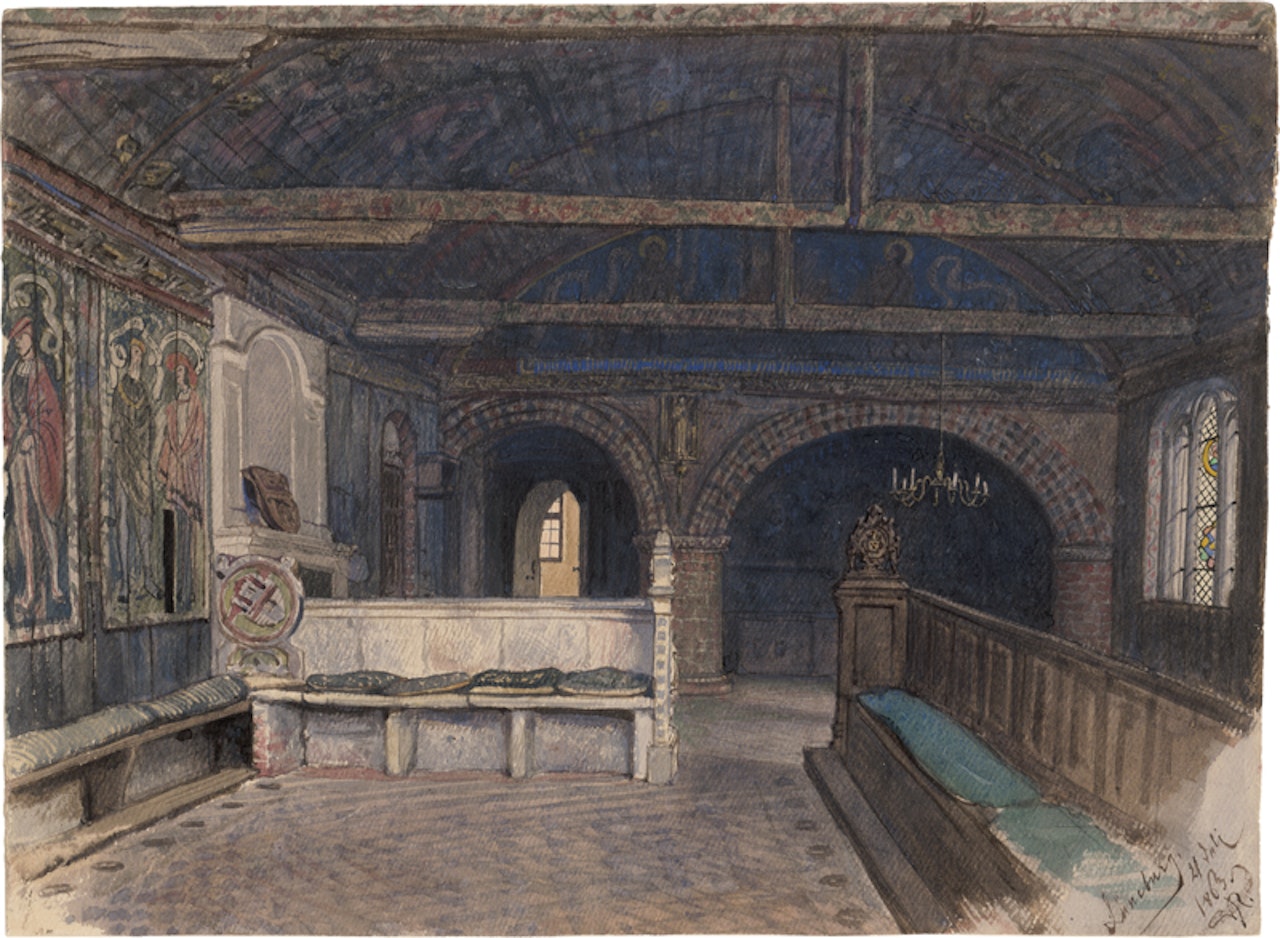 View of the courthouse in the town hall of Lüneburg. by German School