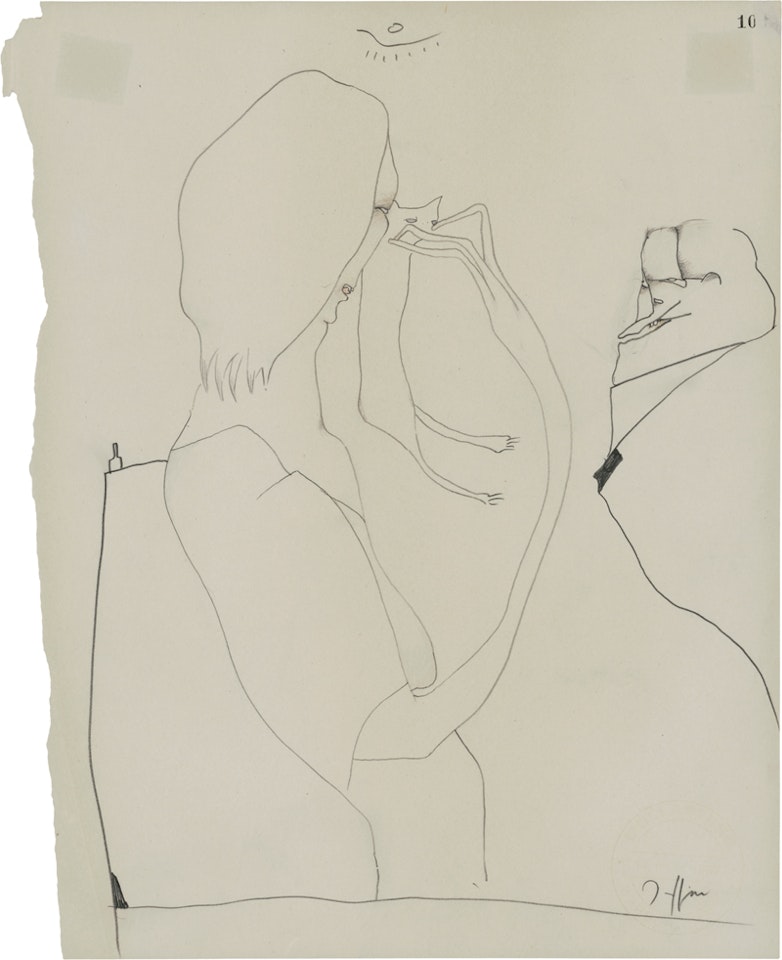 Man and woman with cat by Horst Janssen